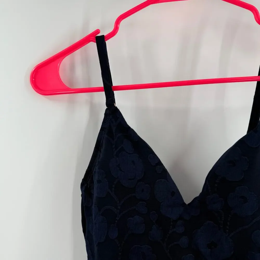 ROBIN PICCONE Tankini SZ Extra Small NEW Swim Navy Jacquard Texture Floral NWOT